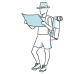 Adventurer Illustration Illustration of an adventurer wearing shorts, a panama hat and a backpack. He is reading a map.